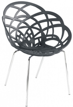 Кресло пластиковое Papatya Flora-ML, хромированный, антрацит матовый