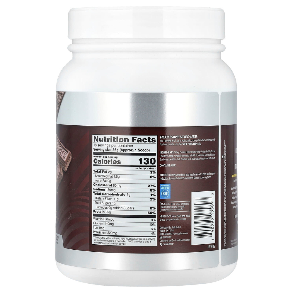 C4 / Cellucor, C4® Whey Protein, молочный шоколад Hershey's, 648 г (1,43 фунта)