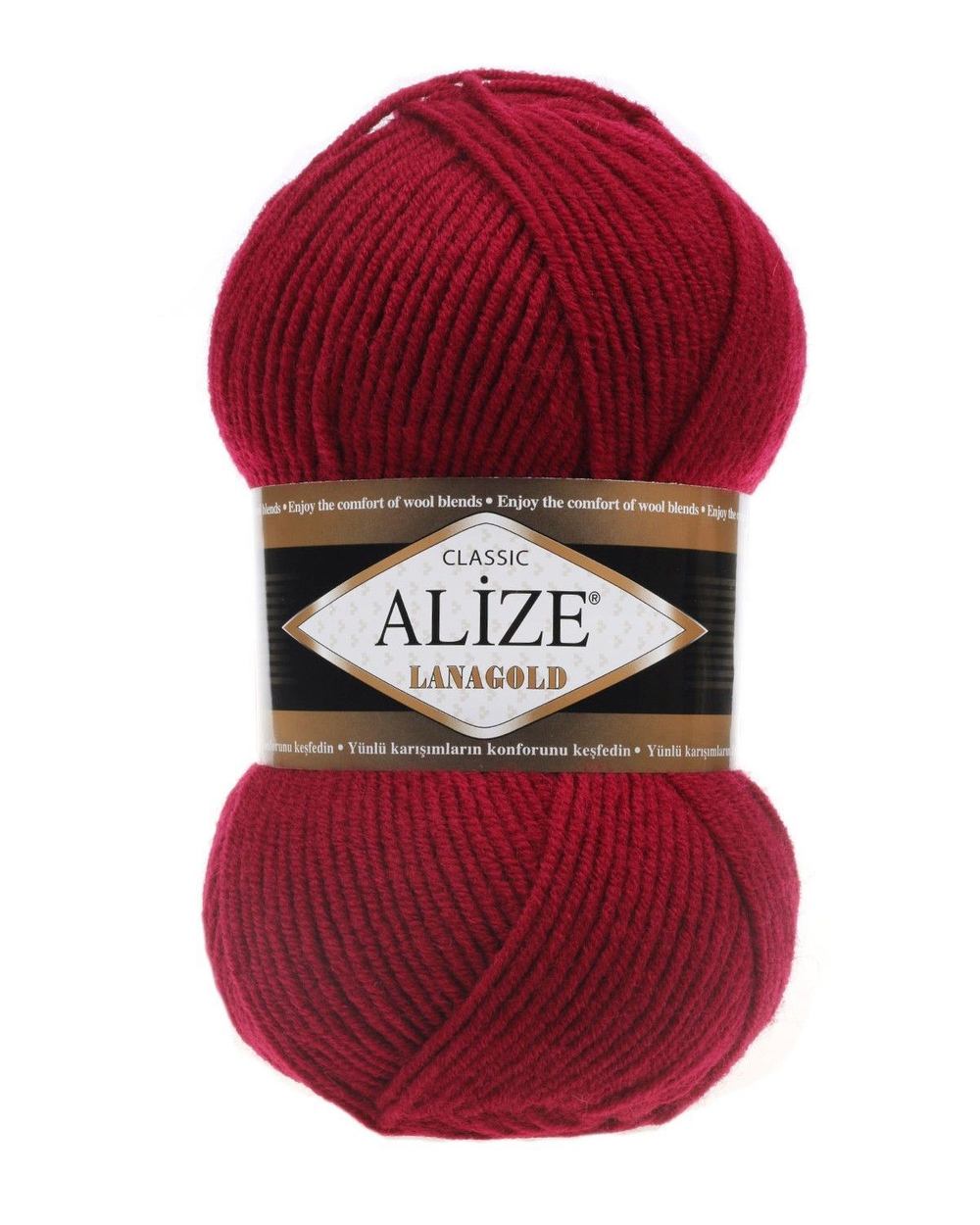 Ланаголд (Lanagold) пряжа Alize 49%шерсть 51%акрил 5х100г/240м 390 вишня