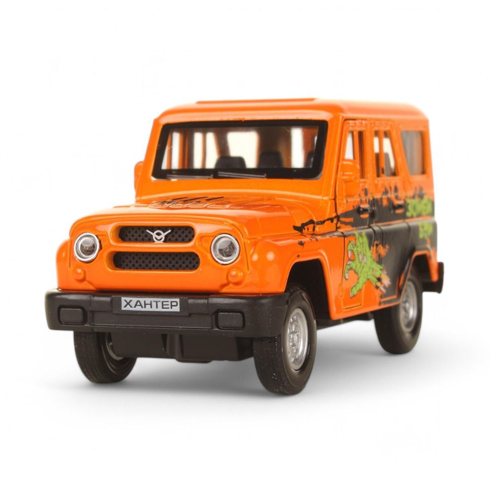 Модель ин.мет. "УАЗ Hunter Зомби" 12см, двер, багаж, оранжевый, коробка HUNTER-12ZOM-OG (Технопарк)