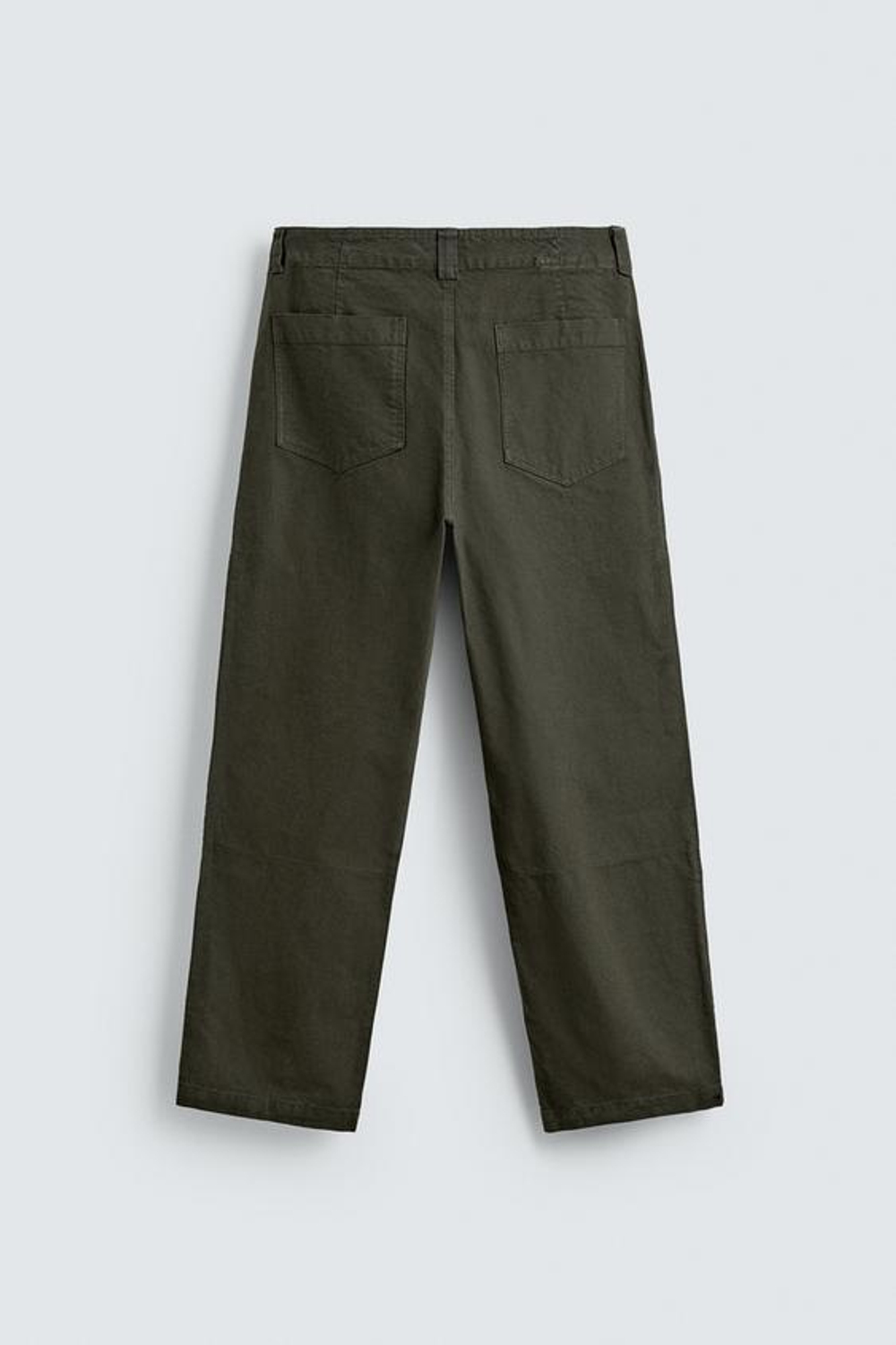 ZARA БРЮКИ STRAIGHT FIT С ЭФФЕКТОМ ПОТЕРТОСТИ, ТЕМНЫЙ ХАКИ