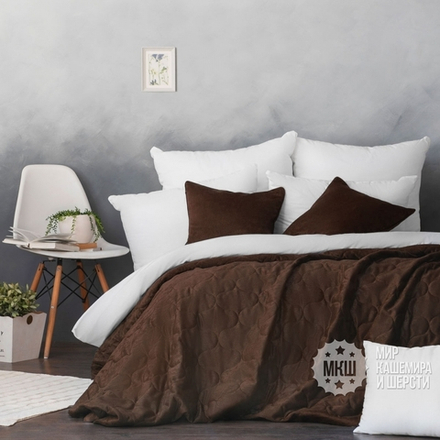 Покрывало на кровать велюровое ДОВВЕР (арт. BL02-288-03) - 230х250 см. - коричневое