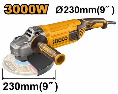 Угловая шлифовальная машина 230мм 3000 Вт INGCO AG30008 INDUSTRIAL