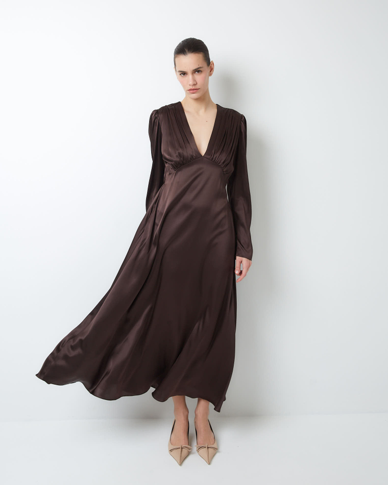 Платье из шелка Берберри шоколад