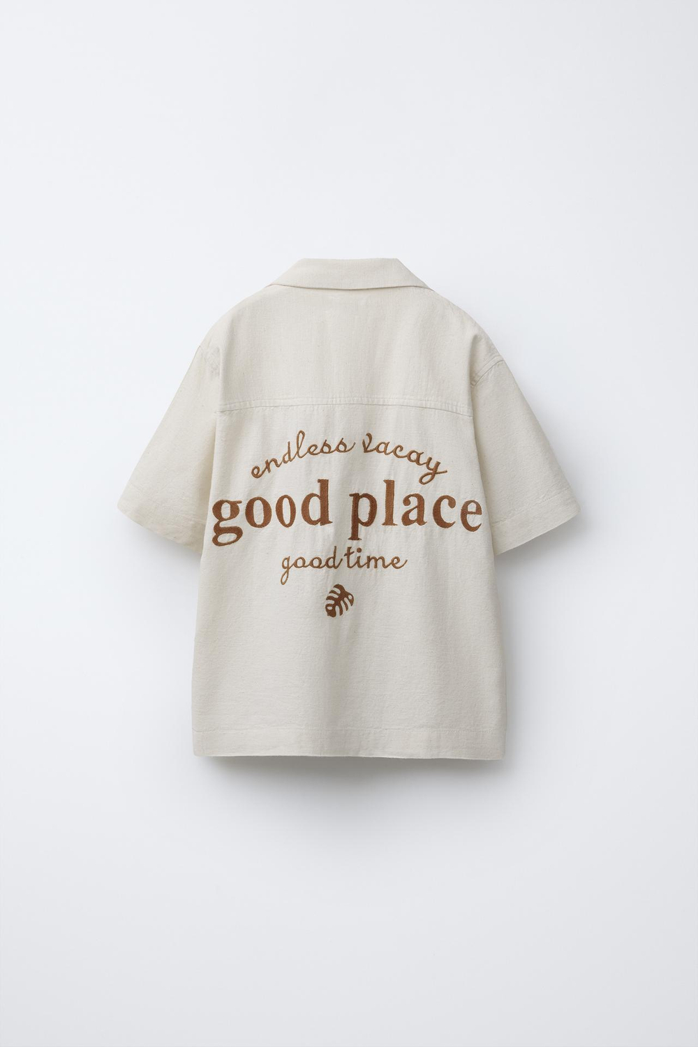 ZARA РУБАШКА С ВЫШИТОЙ НАДПИСЬЮ, ЭКРЮ