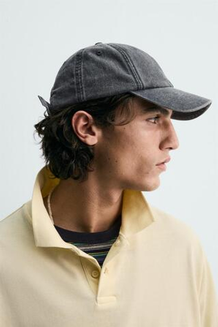 ZARA КЕПКА С ЭФФЕКТОМ ПОТЕРТОСТИ, АНТРАЦИТОВО-СЕРЫЙ