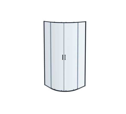 Душевой уголок 1/4 круга, двери раздвижные 200х90x90, черный матовый
