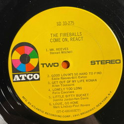 Винтажная виниловая пластинка LP The Fireballs Come On, React (США 1969)