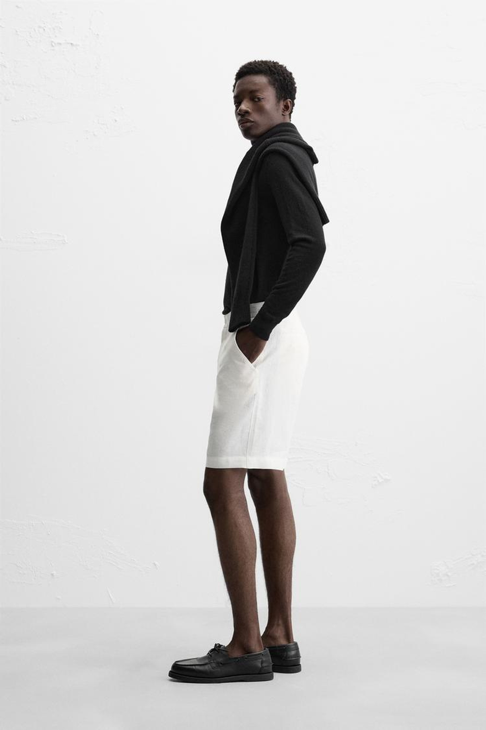 ZARA ШОРТЫ ИЗ 100% ЛЬНА, МОРСКОЙ БЕЛЫЙ