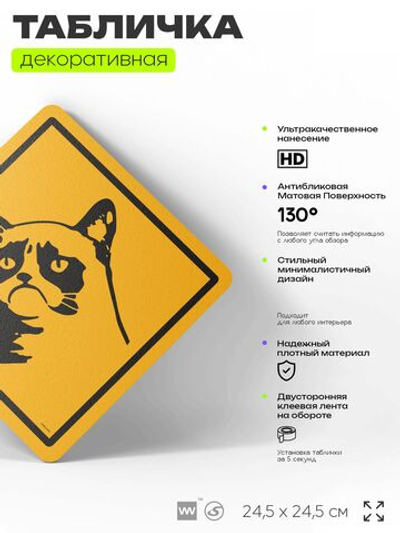 Табличка с мемом шуточная на дверь и стену, для офиса и дома, декоративный знак, 24,5х24,5 см, Айдентика Технолоджи