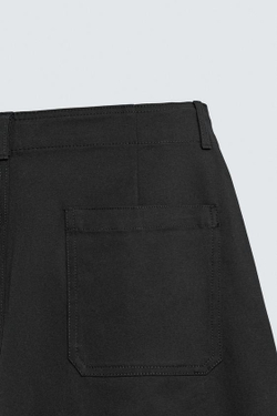 ZARA БРЮКИ WIDE FIT СО СКЛАДКАМИ, ЧЕРНЫЙ