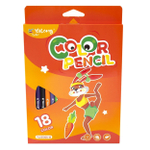 Карандаши цветные Yalong 18 цв, "Забавные зверята mix" пластиковые, трехгранные, заточенные, грифель 3.0 мм, картон. уп., европодвес