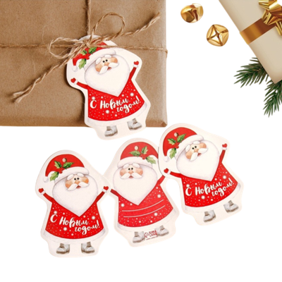 Шильдик декоративный на подарок «Дедушка Мороз», 6,5 х 9,1 см