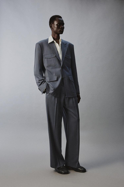 ZARA КОСТЮМНЫЕ БРЮКИ FLARE FIT ИЗ ШЕРСТИ, СИНИЙ