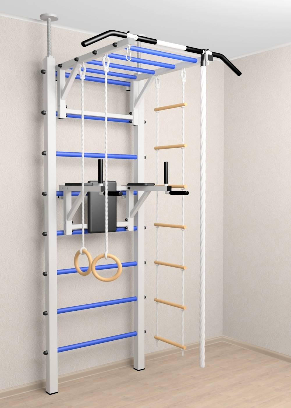 Шведская стенка Sv Sport враспор (Турник рукоход/Брусья/Канат/Кольца/Лестница)