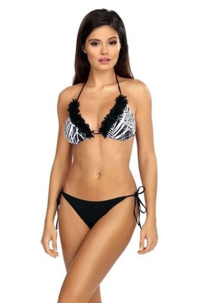 Стильный раздельный купальник на завязочках (Размер: 65/34) (Цвет: черный с белым)