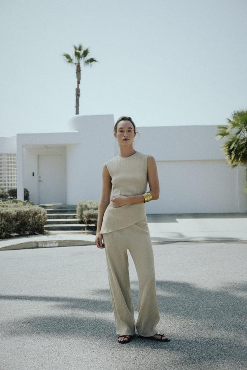 ZARA БРЮКИ BAGGY С ТЕКСТУРОЙ, СВЕТЛО-ЗЕЛЕНЫЙ