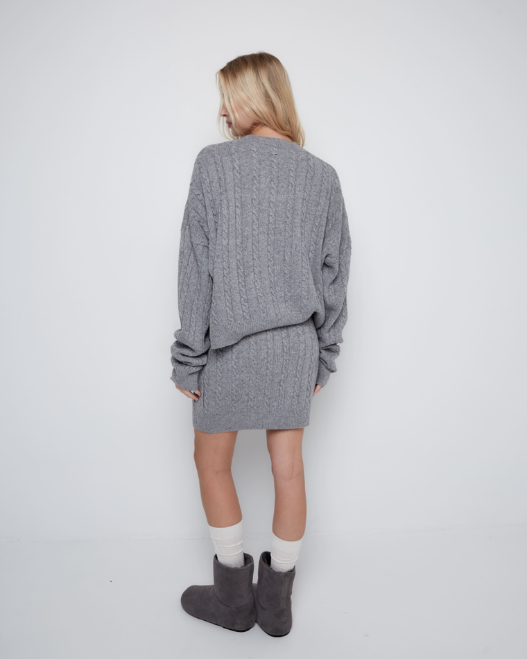 Джемпер из смесового кашемира косы светло-серый