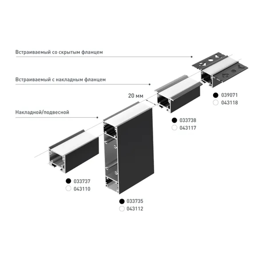 Профиль SL-LINIA20-FANTOM-2500 BLACK (Arlight, Алюминий) 039071