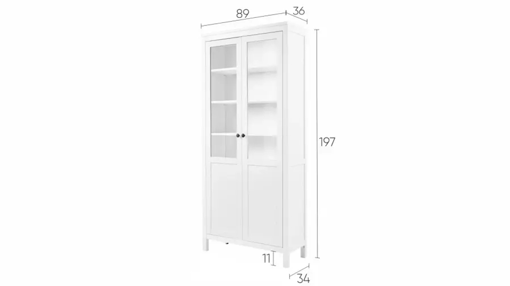 Шкаф-витрина стекло/панель - аналог IKEA HEMNES / ХЕМНЭС/ ХЕМНЕС / КЫМОР / ИКЕА 90х198х37 см, белый