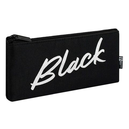 Пенал-косметичка (190*90*15) молния, ткань, высокая металлиз.печать "Черный"