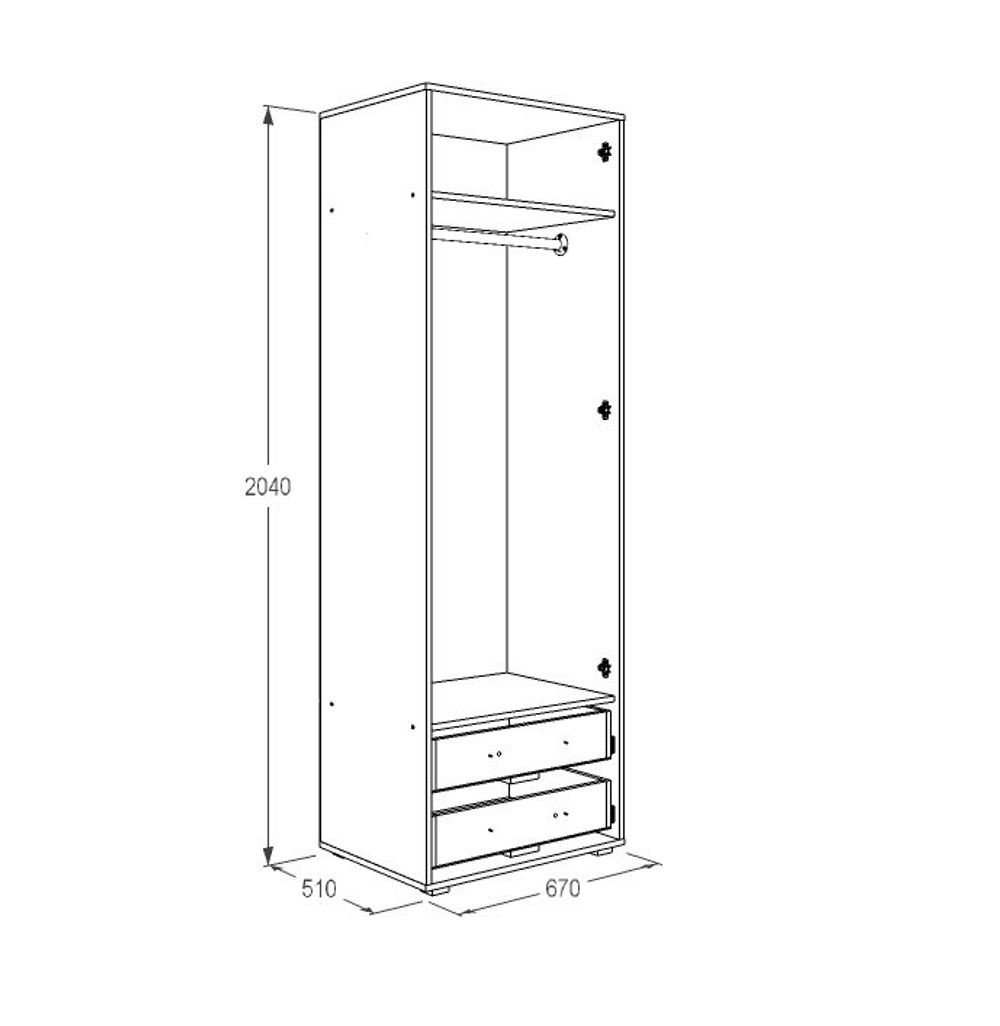 Уголок школьника Омега 16 Шкаф 2-х дв. для одежды
