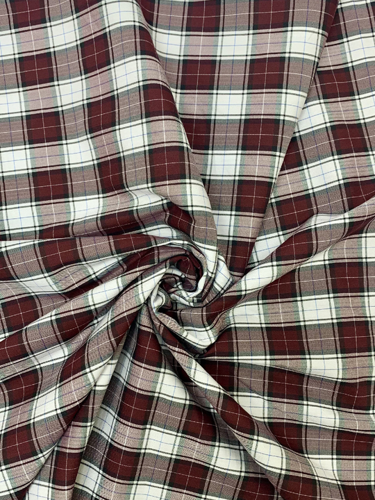 Коттон сорочка, принт клетка белый/бордо NBD022