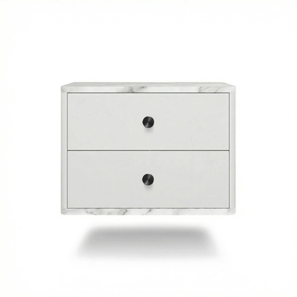 Тумба прикроватная подвесная ROYAL 5302 эко (Мрамор Каррара-р.черная)