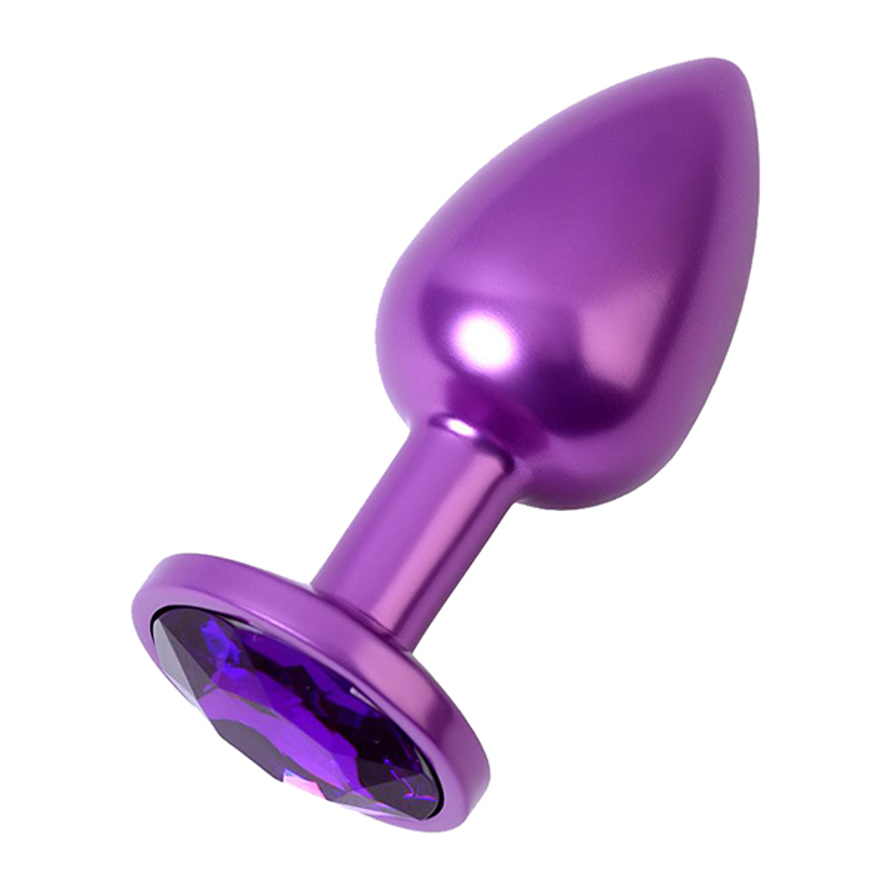 Фиолетовая анальная пробка 7,2см с кристаллом фиолетового цвета ToyFa Metal 717007-44