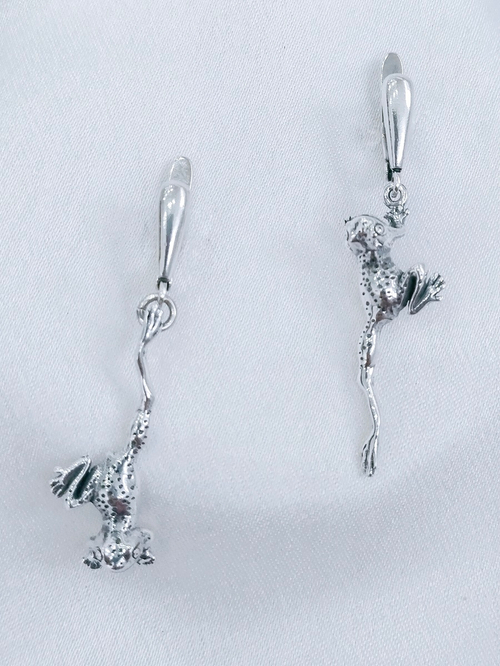 "Аурантиака" серьги в серебряном покрытии из коллекции "Царевна-Лягушка" от Jenavi с английским замком