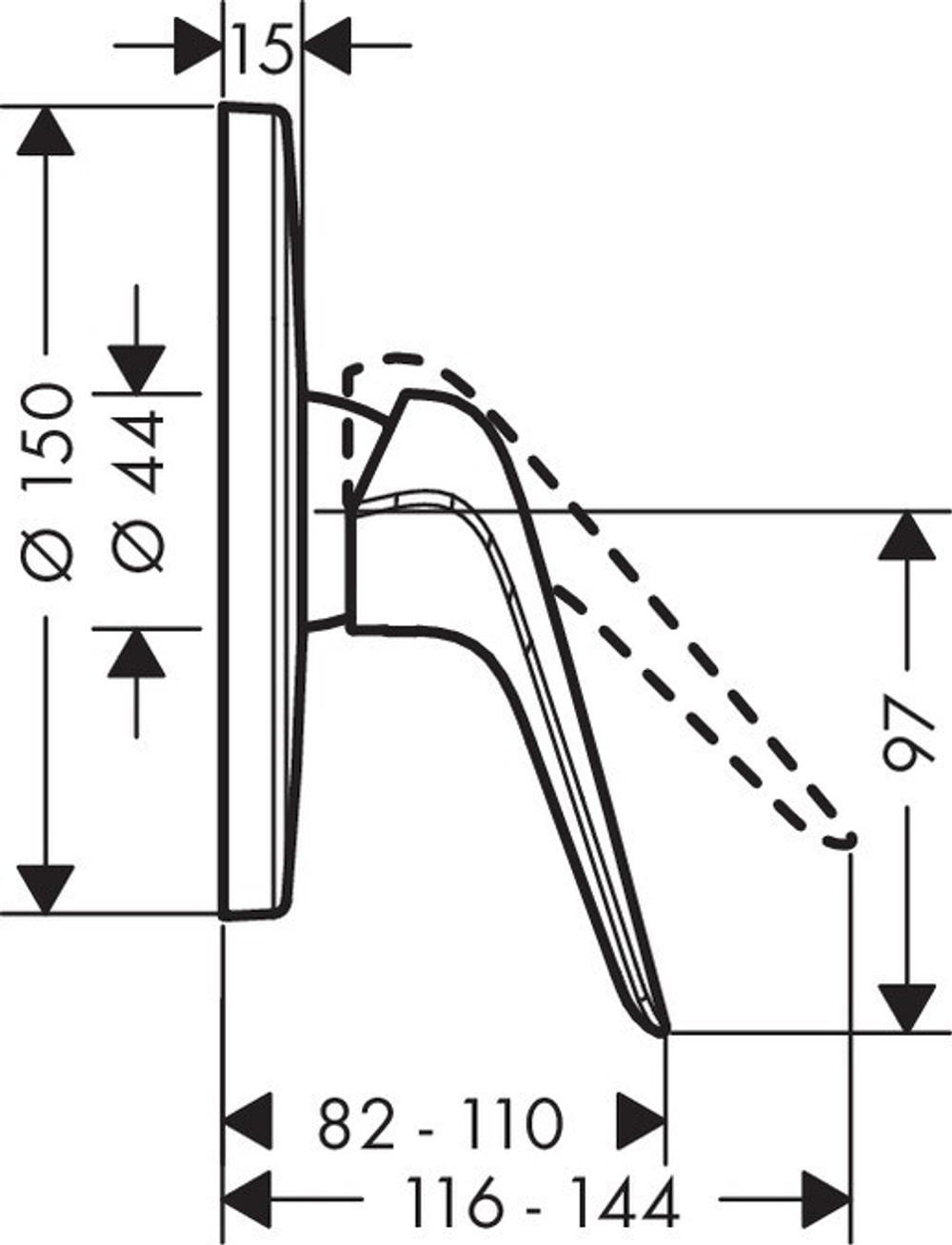 Смеситель для душа Hansgrohe Novus 71067000 (внешняя часть)