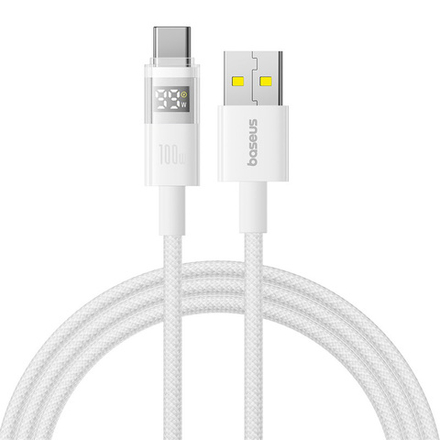USB-A - USB-C Кабель Baseus Display 2 Charging+Data 100W 1-2m - Moon White