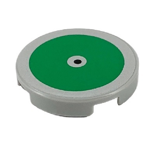 Плитка круглая с узором из большого зеленого круга и черной точкой в центре 14769pb317