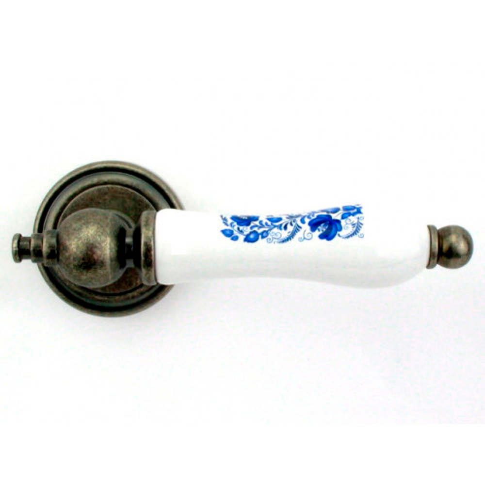 Ручка RENZ DH 621-16 SL/WH-P "Медея" серебро с ант керамикой