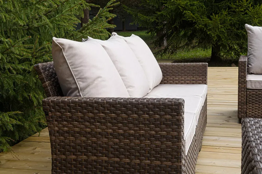 "Бостон" лаунж-зона из искусственного ротанга, цвет серый