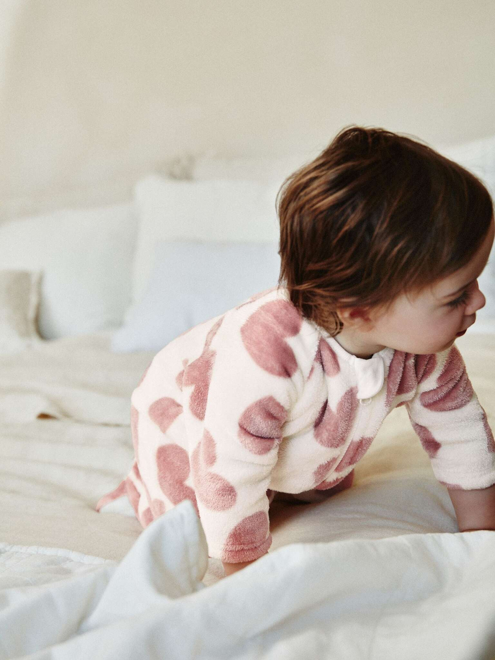 Комбинезон флисовый для малышей Next K79-436, Молочный, Розовый