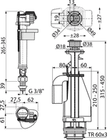 Выпускной комплект Alcadrain с двойной кнопкой,впускной механизм А18 Подключение 3/8'', SA08ASK 3/8" CHROM