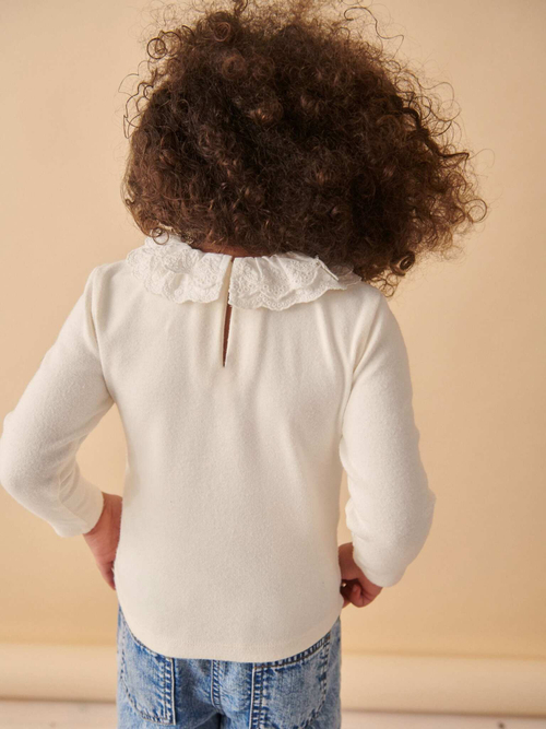 Лонгслив с воротником для девочки Next 168-478, Кремовый