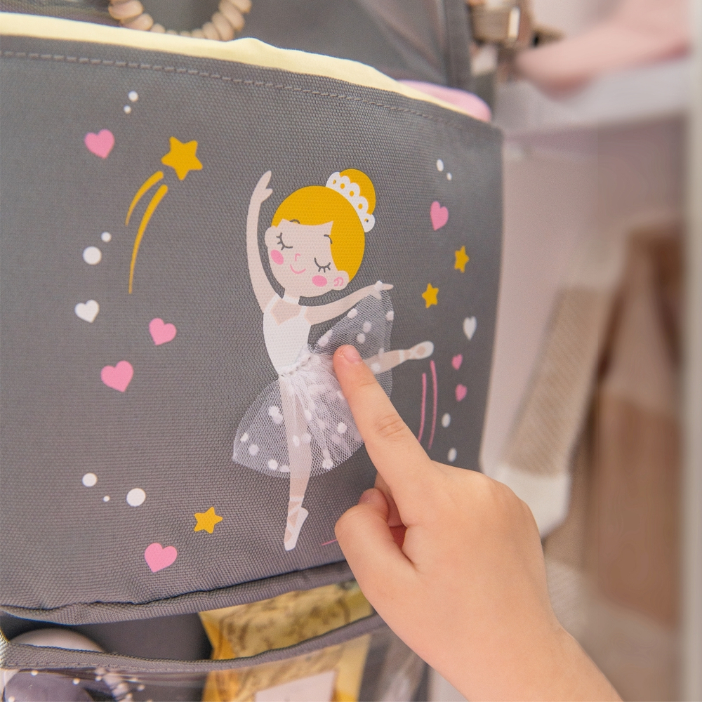 Кармашки для детского сада, на липучке. Балерина с объёмной юбкой