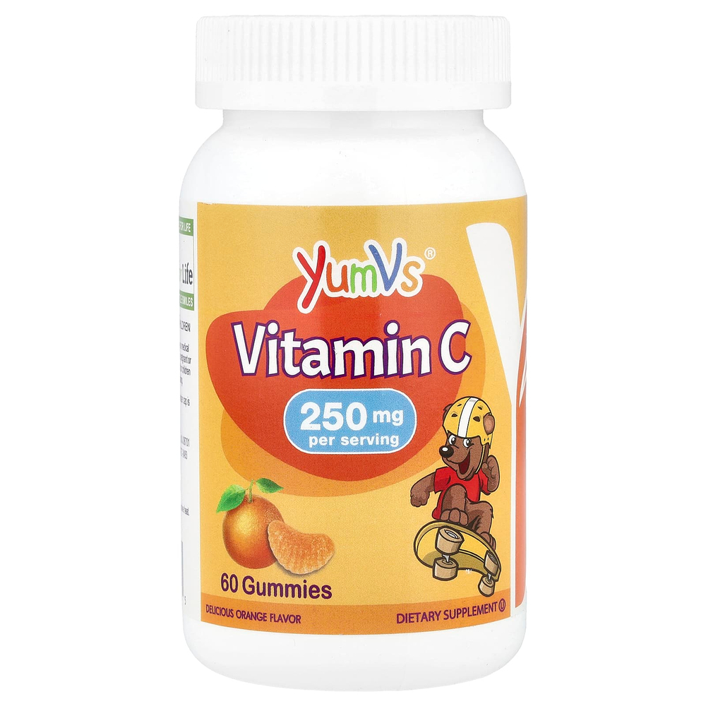YumVs, Для детей, жевательные мармеладки с витамином C, вкусный апельсин, 250 мг, 60 жевательных таблеток