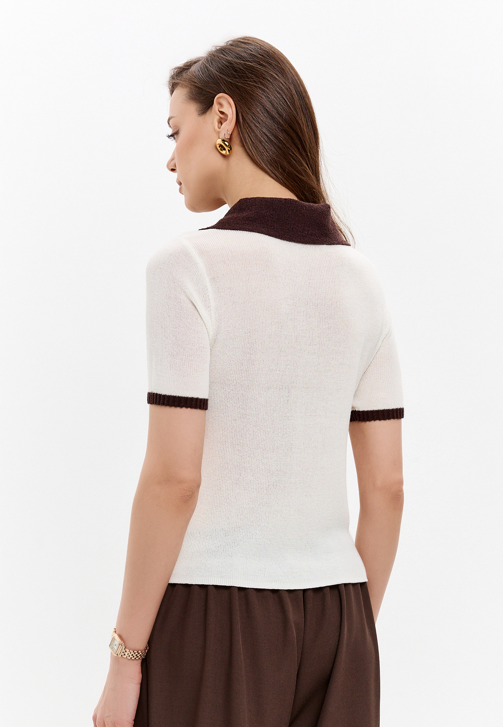 Поло с контрастным воротником