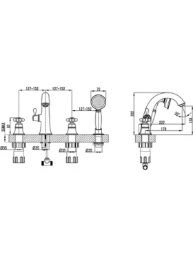 Смеситель на борт ванны, встраиваемый LM2841B