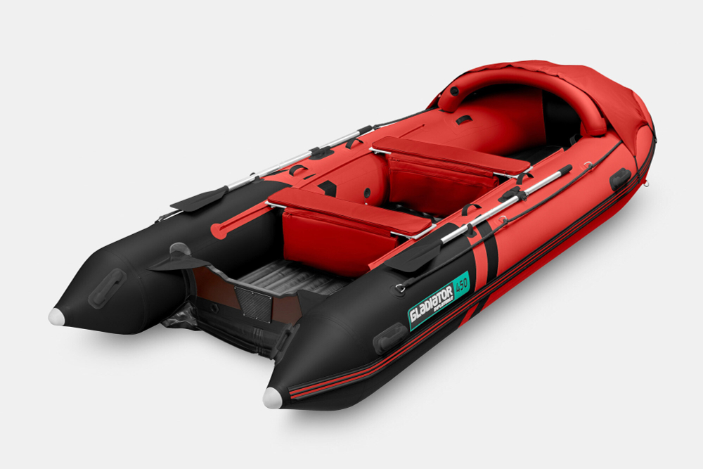 Надувная лодка GLADIATOR E450PRO красно-черный