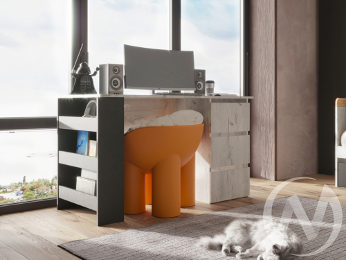 Стол с тумбой секция №2 НКМ Кент-1 (дуб крафт белый/антрацит)