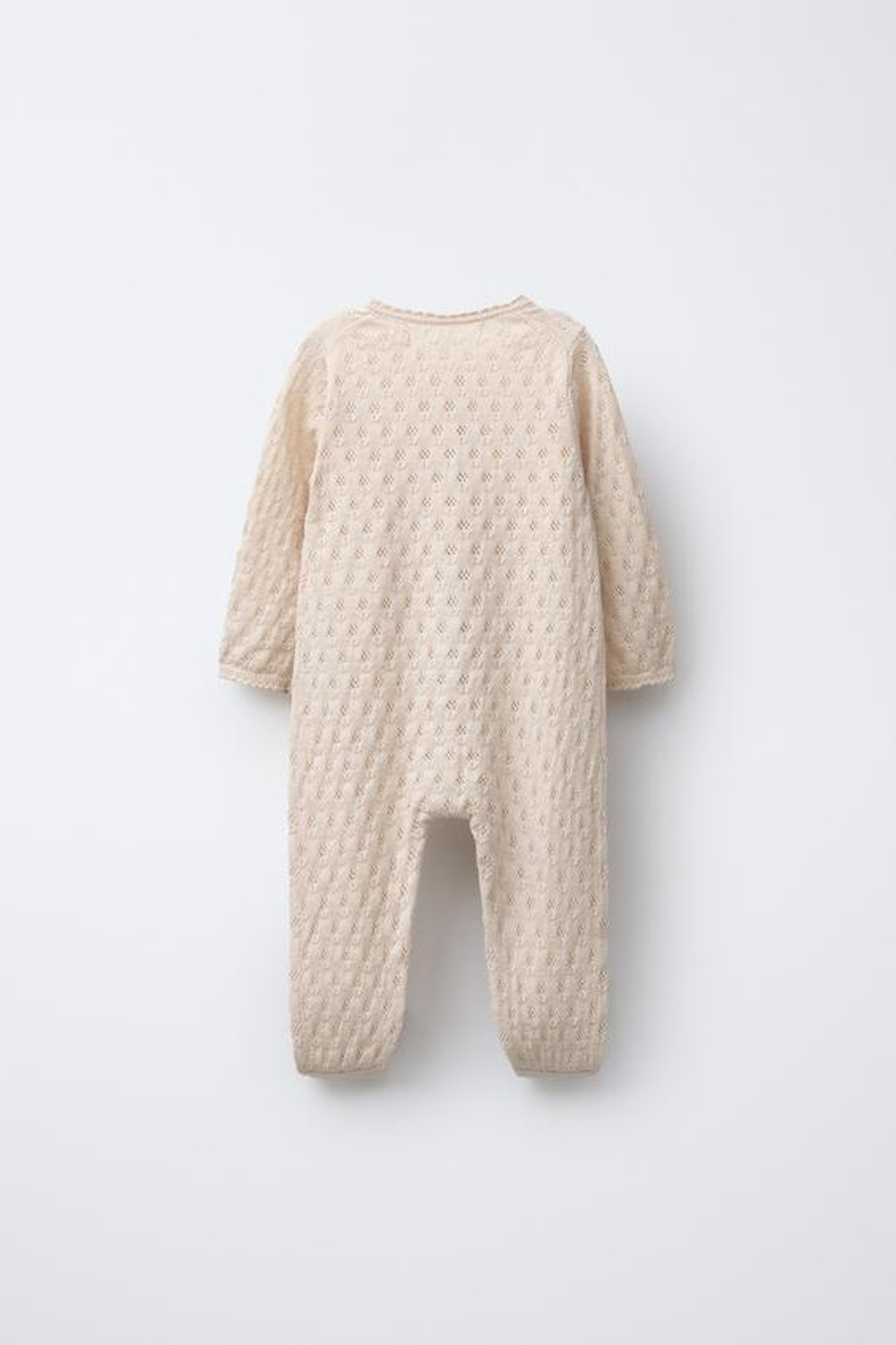 ZARA КОМБИНЕЗОН ИЗ ХЛОПКА, ШЕЛКА И КАШЕМИРА С ОТДЕЛКОЙ В ВИДЕ НОСКА, КРЕМОВЫЙ