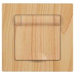 Розетка Intro Accent 6-203-11 с заземлением 2P+E Schuko с крышкой 16А-250В IP20 СУ AL/CU сосна | Intro