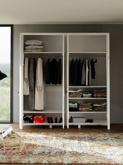 Шкаф деревянный 4 двери Мадейра из массива сосны белый воск