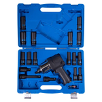 Гайковерт пневматический ударный 1/2", 881 Нм, с комплектом головок, 19 предметов KING TONY 44108AMP