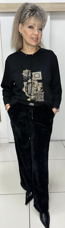 Черные велюровые брюки-палаццо