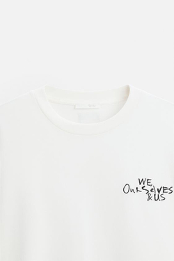 ZARA ФУТБОЛКА С ФОТОПРИНТОМ, БЕЛЫЙ